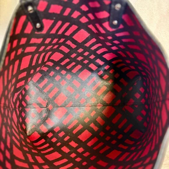 Coach Reversible Red and Black City Tote with Matching Pouch, Scarf and Charm - Picture 8 of 13